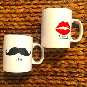His & Hers 💋 coffee Mugs 2pc Set Approx 3.5” circ
